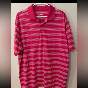 Nike Golf Men's Dri Fit Tour Performance Polo Golf Shirt Striped Pink Size XL